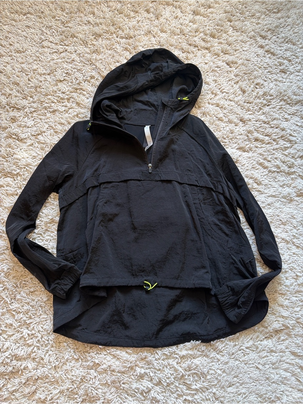 lululemon athletica Black Hooded Pullover Rain Anorak